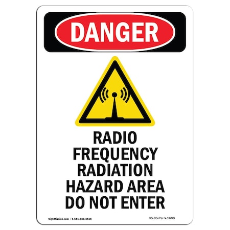 OSHA Danger Sign, Radio Frequency Radiation, 14in X 10in Rigid Plastic